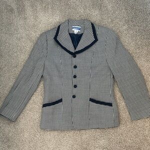 Vintage Pendleton Navy and White Houndstooth Jacket 100% Wool